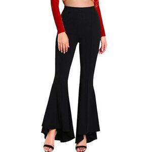 Black Tiered Flared Pull On High Rise Pants Sz M​​​​​​